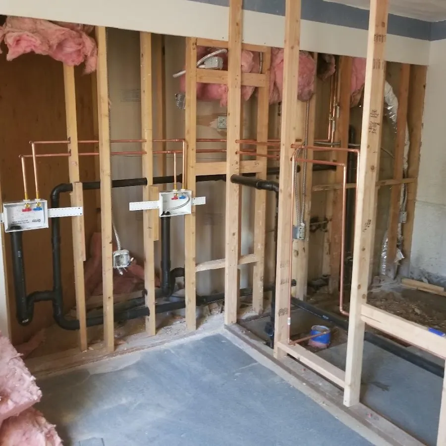 Copper pipe rough-in and plumbing installation in Maple Grove